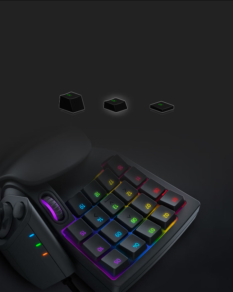 Razer Talos Pro Gaming Single-Handed Keyboard with Analog Switches, 32 Programmable Keys, 8-Direction Thumbsticks And Scroll Wheel, Mercury 5