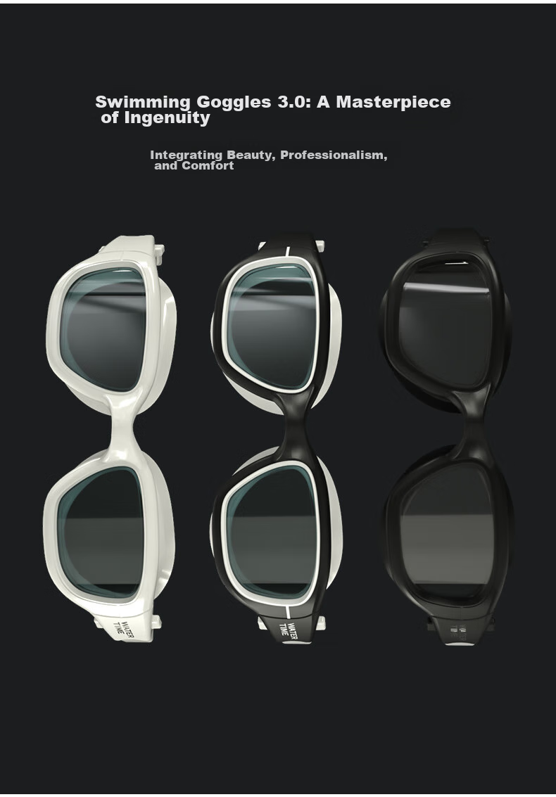 WATERTIME / Shuichuan Anti-Fog Swimming Goggles, High Definition Large Frame Swim Cap, Non-Binding for Men And Women, Swimming Glasses And Swim Cap Set 2