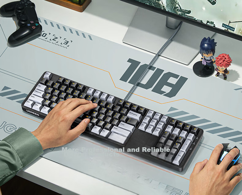 UGREEN KU103 Wired Backlit Mechanical Keyboard Silent Red Switch 108-Key Full Size Anti-Ghosting PBT Keycaps for Gaming and Office Use 15