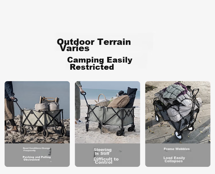 JD Original Compact Tank Wheel Outdoor Camping Cart, Folding Trolley, Campsite Vehicle, Picnic And Market Stalling Cart, Dual Brakes, Detachable Wheels, Off-White Color 5