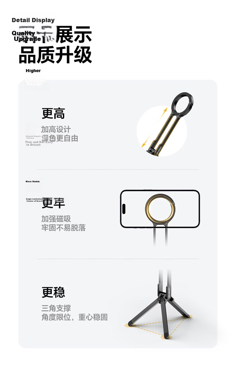 Ulanzi MA30 (Obsidian Gray) Carabiner Phone Photography Tripod, Double-Sided Magnetic IPhone 16 Selfie Stick, Travel Photography Phone Stand, Portable Live Streaming Accessory 10