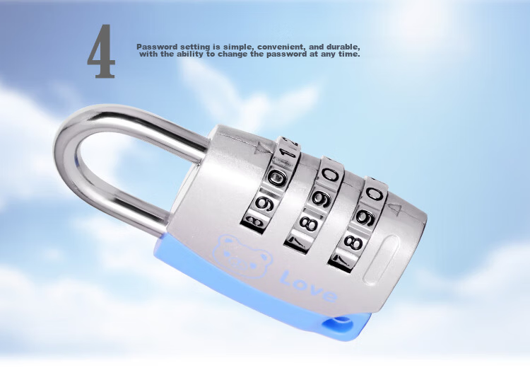 Aoben Password Lock Padlock Waterproof Dormitory Gym Locker Lock 35mm Black Student 7610C 7