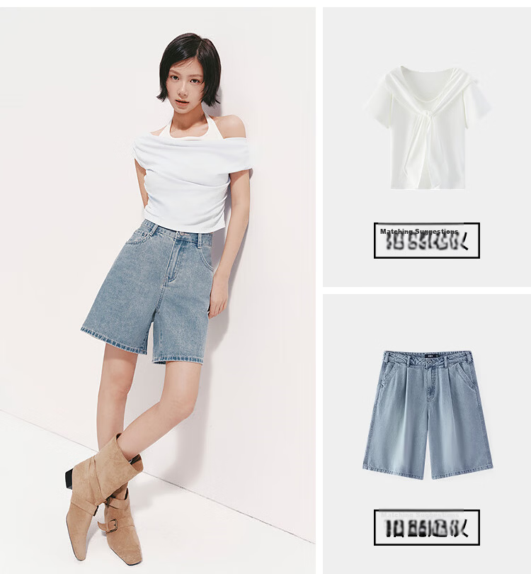 Semir Women's Summer Cool Antibacterial Vintage Slimming A-Line Straight-Leg Jeans 2027 Retro Loose Trendy Shorts 14