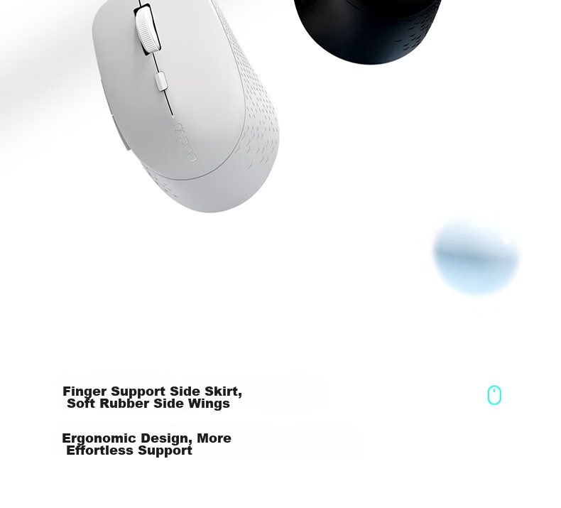 Rapoo MT750 Upgraded Large Hand Wireless/Bluetooth/Wired Multi-Mode Office Mouse Cross-Screen Transmission Ergonomic 5-Device Connection 10 Programmable Buttons Black 7