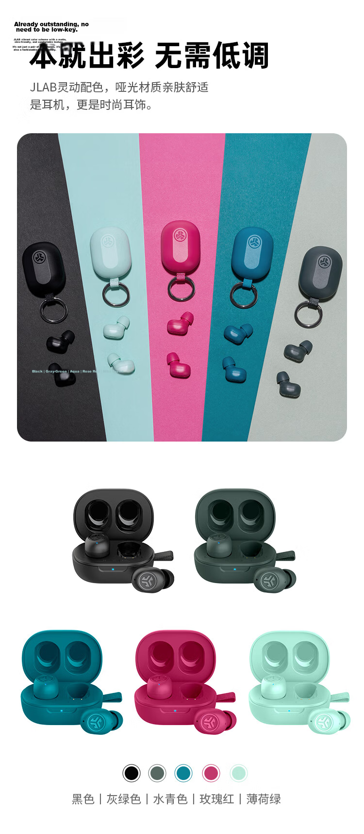 JLab JBuds Mini True Wireless Bluetooth Earbuds In-Ear Music Sports Gaming Sleep Mini Portable Earphones Gift Aqua Blue Compatible with Apple Huawei Android 1