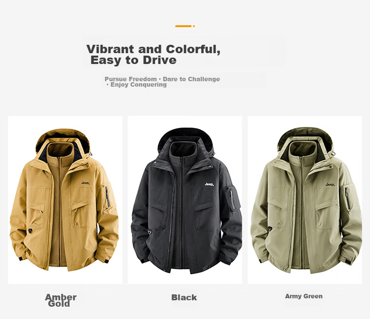 JEEP Men's Autumn Winter 3-in-1 Jacket Fleece Lined Workwear Amber Gold XL 10