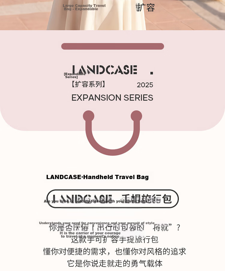 Landcase Women's Large Capacity Lightweight Travel Tote Bag Expandable Storage Gym Bag 2104 Pink 2