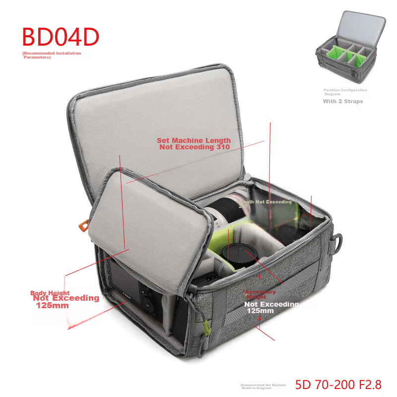 Statin BD04F (Large) DSLR Camera Bag, Camera Inner Case, 20-Inch Carry-On Luggage Inner Case, Pressure-Resistant Double Compartment Structure, Thick And Durable, Fits Two Cameras And Multiple Lenses 6