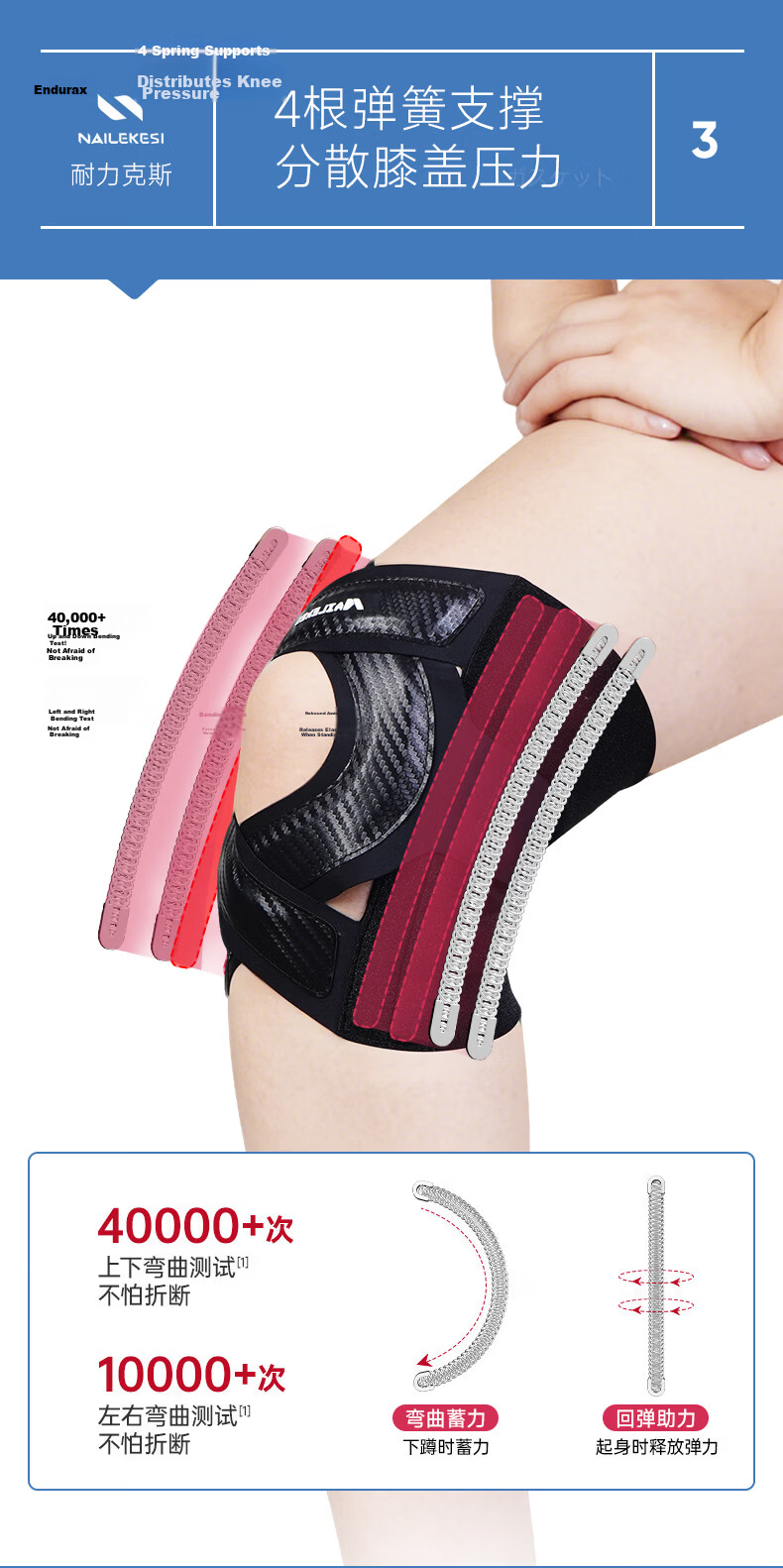NAILEKESI N Meniscus Knee Brace Injury Knee Patella Ligament Support Professional Medical Sports Patella Strap Knee Sleeve M Size 5