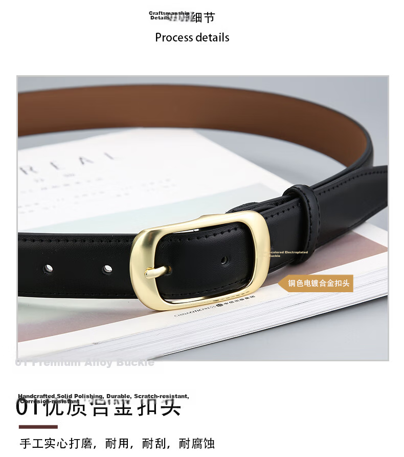 CARTELO Women's Leather Belt, Korean-Style Decorative Casual Cowhide Belt, Simple Versatile Pin Buckle Trouser Belt, Girlfriend Gift 10