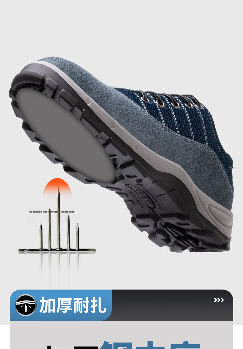 Fucheng Men's Breathable Steel Toe Safety Work Shoes Anti-Smash Puncture Resistant Durable Solid Sole Blue Size 36 9