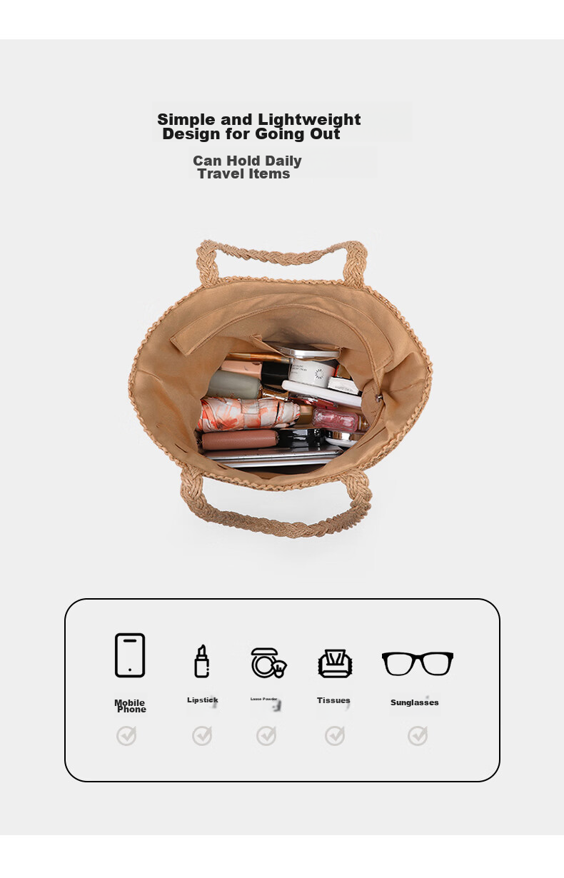 Love Sea Woven Bag Women's Straw Beach Large Capacity Tote Fashion Birthday Gift Premium Feel for Girlfriend Wife 15