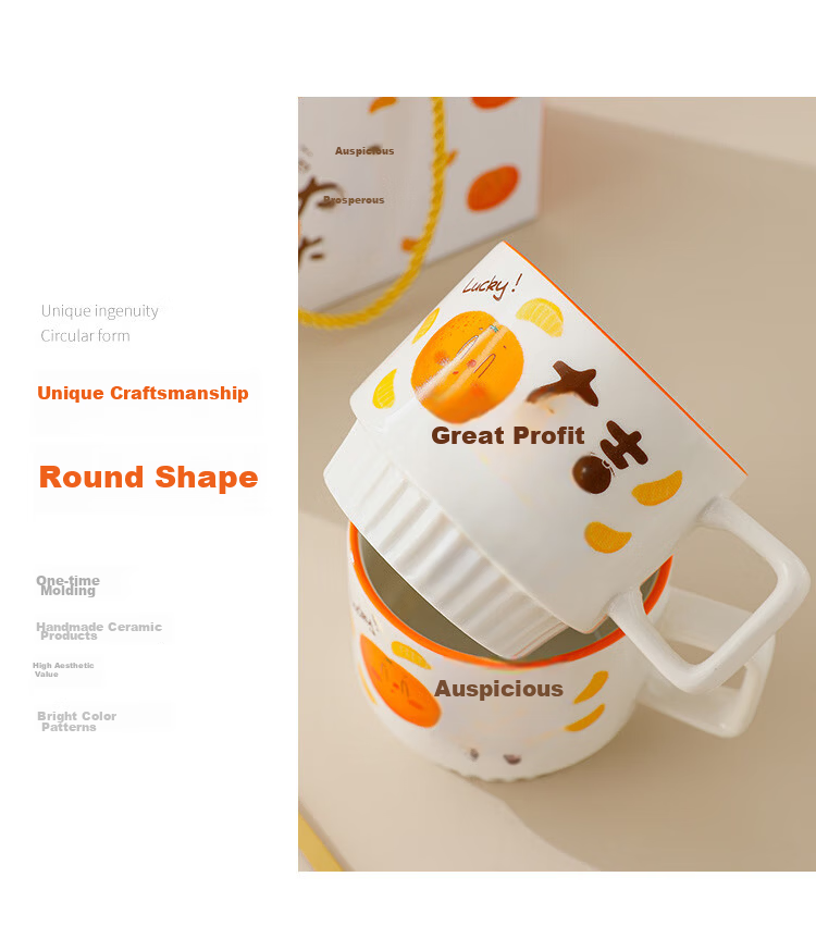 PINYU Ceramic Mug Coffee Cup Home Water Cup Women's Day Goddess Birthday Gift Box Cup Instant Wealth 8