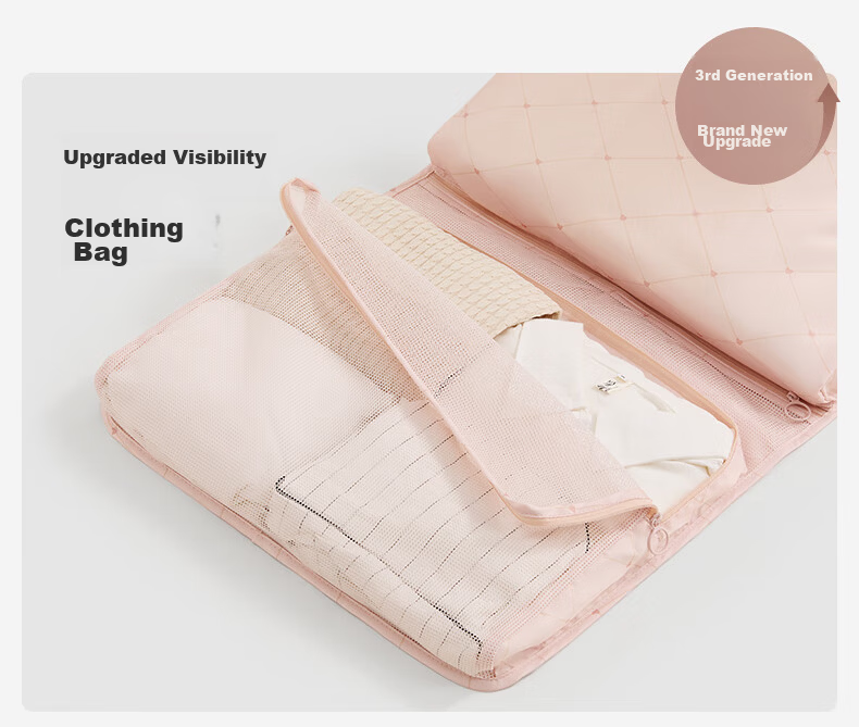 EACHY Travel Storage Bag Luggage Organizer Clothes Underwear Packing Pouch Convenient Carry - Cream Apricot Color 4