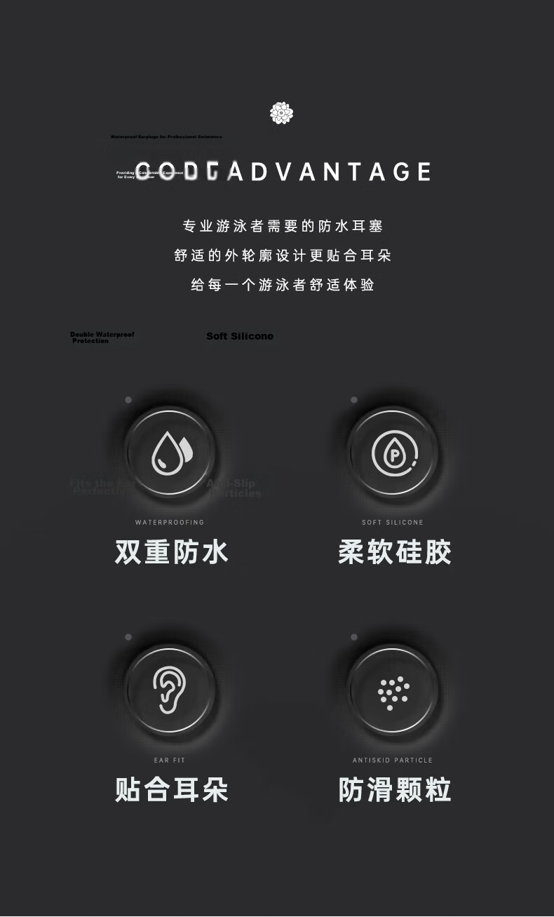 LI-NING Professional Swimming Earplugs Soft Comfortable Waterproof Bathing Swimming Nose Clip Equipment 7051 Black 2