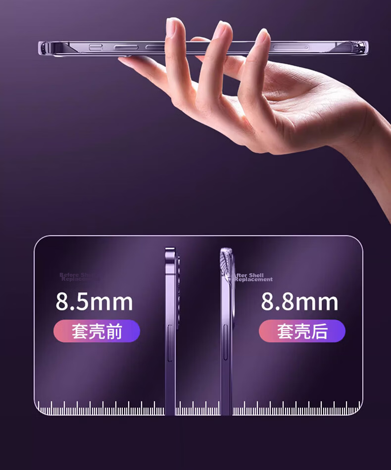 Hongzhuo [Long-lasting Non-Yellowing] Compatible with iPhone 13 Case, Electroplated Frameless Transparent Slim Heat-Dissipating Shockproof Minimalist Semi-Rigid Hard Shell, Graphite Black 11