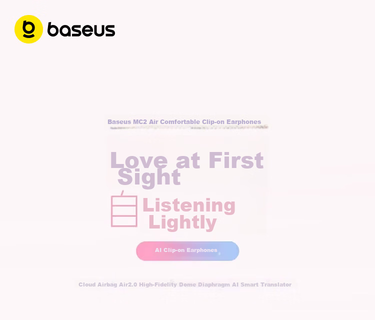 BASEUS MC2 Air AI Translation Bluetooth Earbuds Clip-On Open-Ear Sports Noise-Cancelling Headset for Huawei Apple Phones Cloud Mist Pink 7