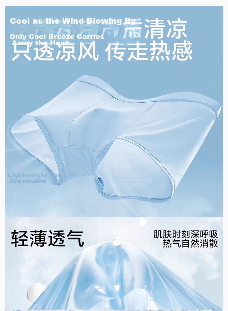 Neixiaoban 4-Pack Ice Silk Men's Underwear 10A Grade Antibacterial Summer Boxer Briefs Loose Fit Shorts 2XL 4