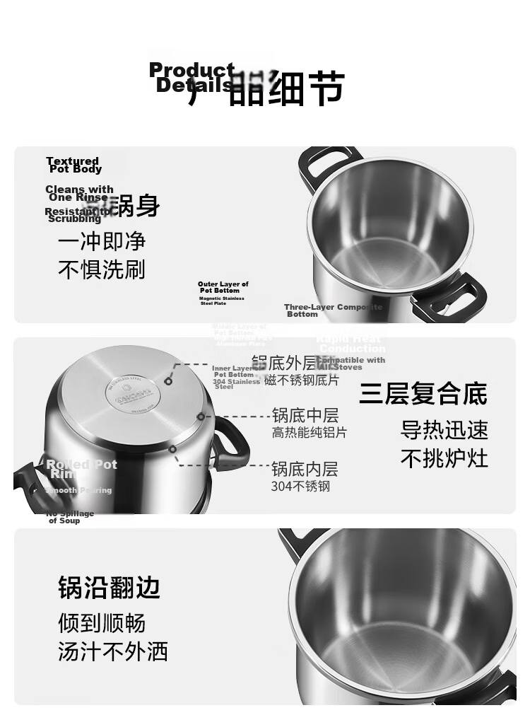 JD Jingzao Lucky Enamel Pressure Cooker 6.5L Gas and Induction Cooker Compatible Explosion-Proof Double Handle 22cm 24