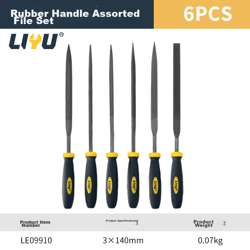LIYU File Set Shaping Files Grinding Rod Alloy Fitter Assorted Files Grinding Tools 3*140mm 6-Piece Set