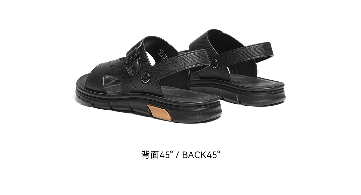 RED DRAGONFLY Men's Sandals, Lightweight Slippers, Summer Cowhide Beach Shoes, Open-Toe Breathable Two-Way Wear WTT22118J Black Size 43 22