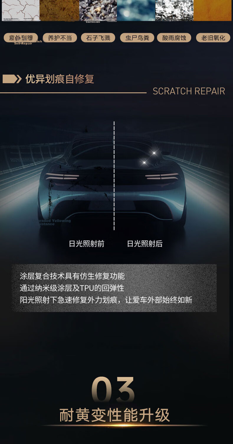 V-KOOL Lightning Wei Fengxing 7mil Invisible Car Paint Protection Film Full Car TPU Scratch Repair V3 Brightening V10 Durable 7