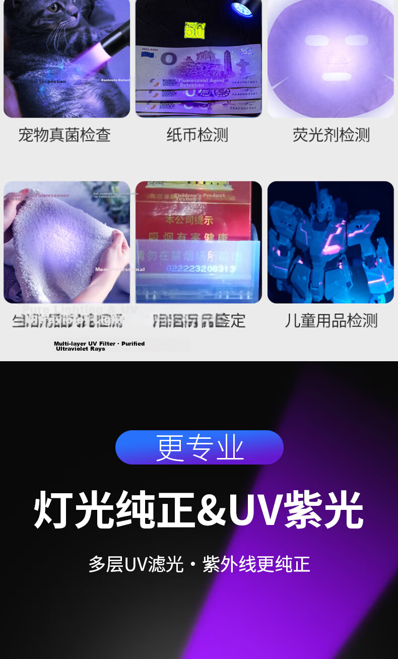 XIAOYEREN White Yellow Purple Pupillary Pen Flashlight Rechargeable Oral Nurse Ophthalmology ENT Rechargeable Examination Illumination Small Light 7