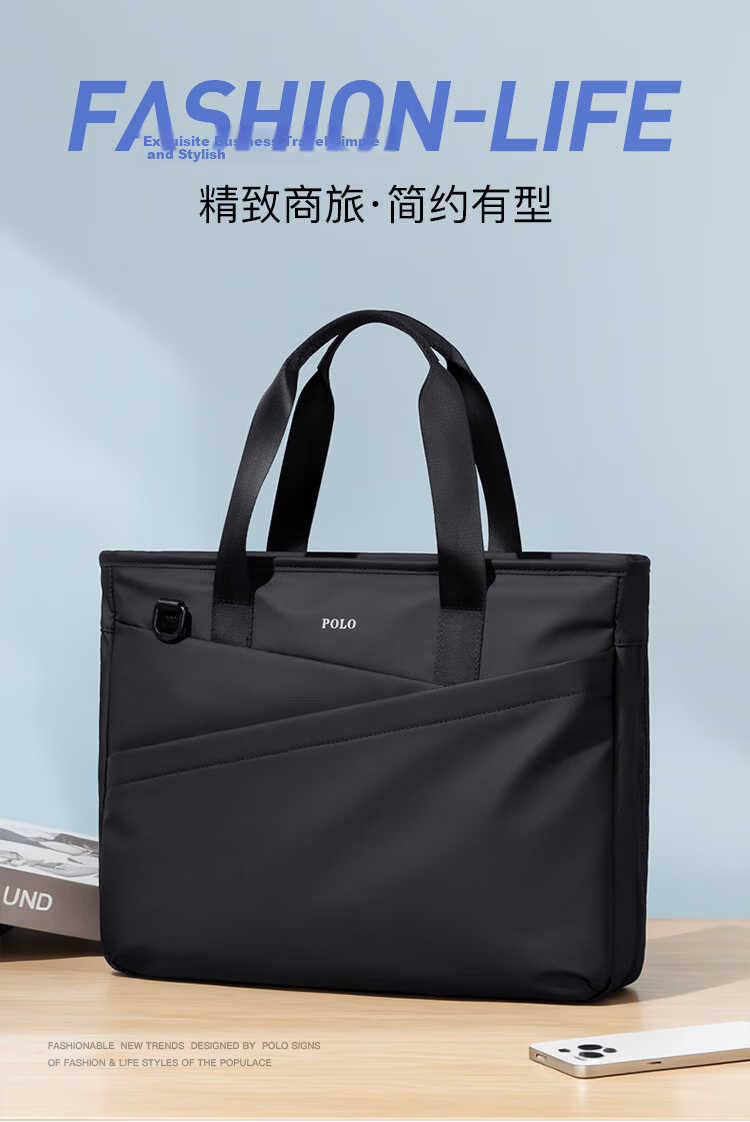 POLO Business Briefcase Expandable Men's Handbag 14/15.6 Inch Laptop Bag Shoulder Bag Gift for Boyfriend 1