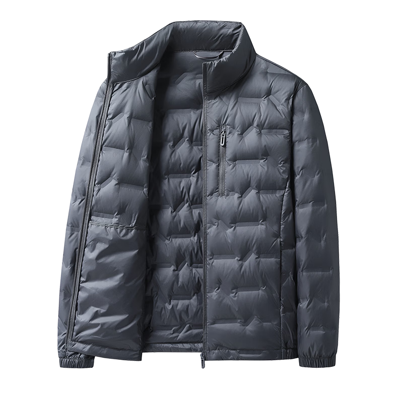 ROMON Men's Casual Workwear Down Jacket Cold-Resistant Warm Autumn Winter Stand Collar Business Coat 9968 Black XL