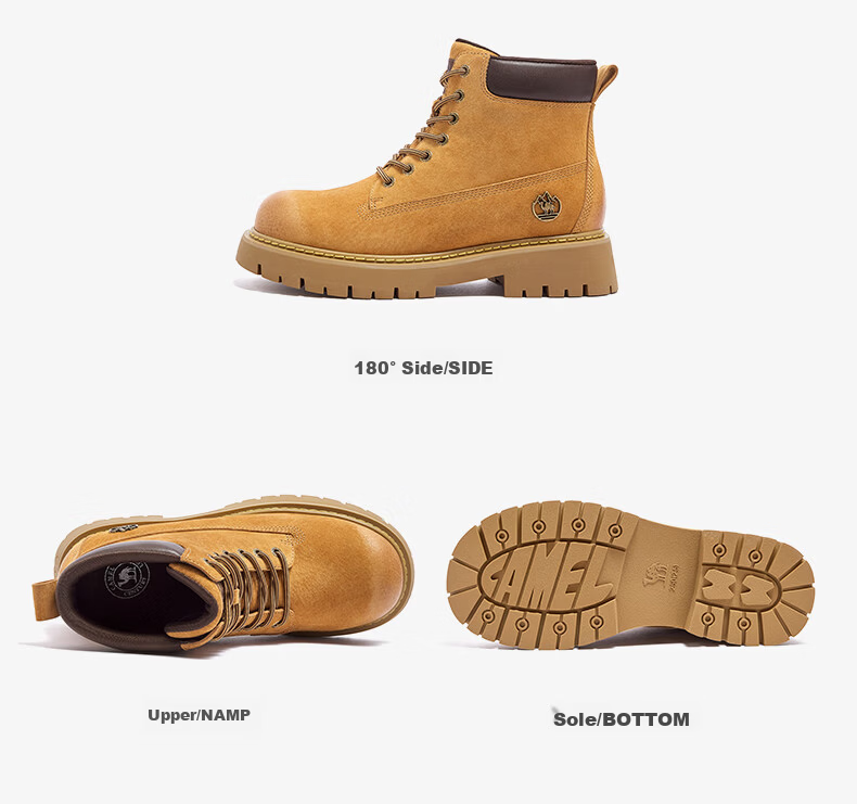 CAMEL [Shanyue] Women's Work Boots, Trendy Thick-Soled Martin Boots, L25W076018A, Khaki (Suede), Size 36 71