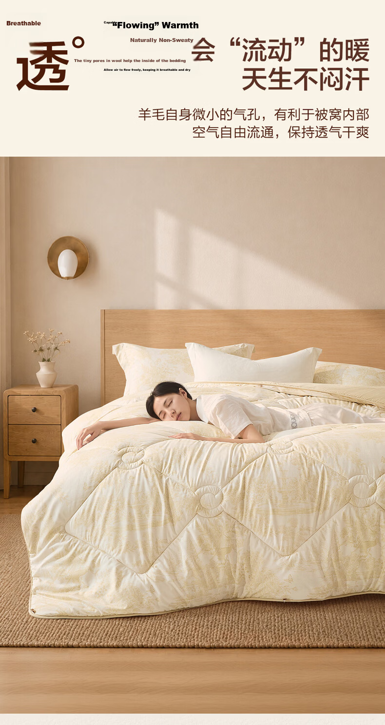 Mercury Home Textile Wool Quilt 100% Australian Wool Four Seasons Temperature-Controlled Spring and Autumn Quilt Core 150×210cm Approx. 3.4 Jin 14