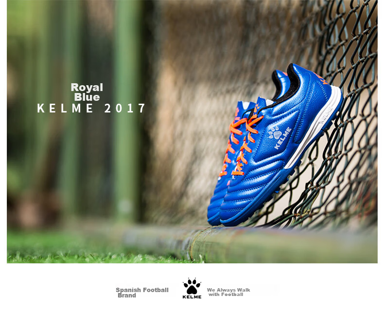 KELME Soccer Shoes for Men And Youth, Competition TF Turf Cleats, Student Breathable Non-Slip Football Boots, White/navy Blue, Size 34 19
