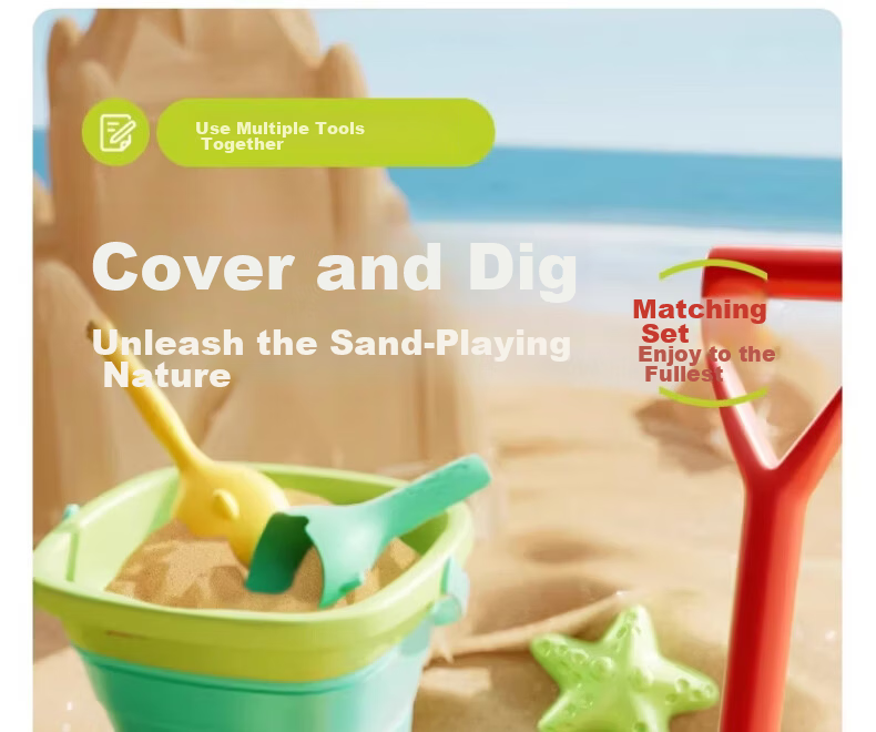 Mom and Baby Twin Children's Day Beach Tool Sand Digging Toy Large Set for Ages 3-6-12 Three-Piece Kit 15