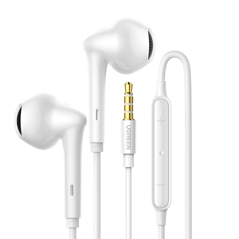 Ugreen Wired Semi-In-Ear Earphones Hi-Res Gold Certified 3.5mm Jack Compatible with Huawei Xiaomi Apple Phones Computers K-Song Gaming Wired Control with Mic No Battery Anxiety