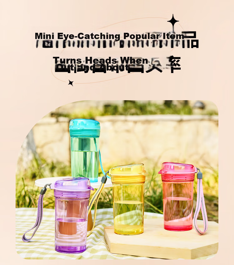 Tupperware Crystal Mini Plastic Cup 280ml for Men, Women, Students, Children with Dual Drinking Spouts, Portable Mid-Autumn Festival Gift 15