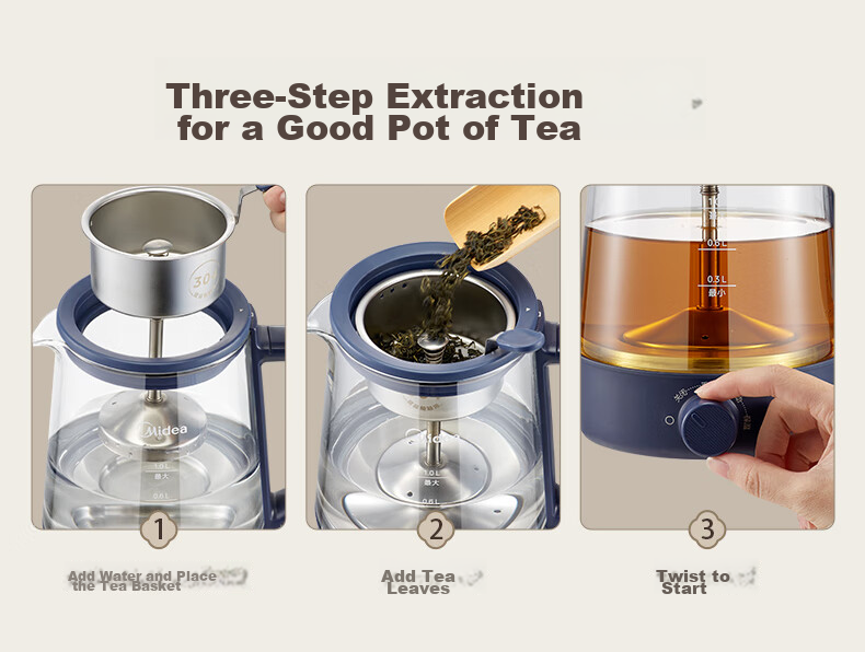 Midea 1L Large Capacity Integrated Spray Tea Maker Health Pot Office Tea Brewing and Boiling Machine 304 Stainless Steel Constant Temperature Kettle ZC10S01 6