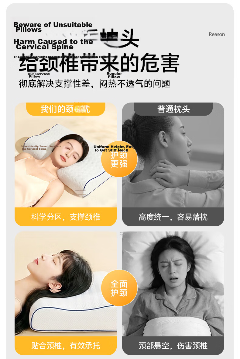 Mi Xiaoshu Memory Foam Pillow Cervical Spine Support Neck Pillow Deep Care Slow Rebound Adult Sleep Pillow Special for Cervical Spondylosis Antibacterial Breathable 5