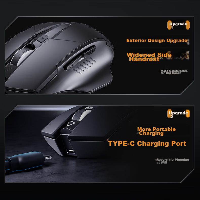 INPHIC M9V2 Wireless Mouse, Bluetooth Tri-Mode Rechargeable Quiet Office Computer Desktop Laptop 2.4G Universal Portable [Dual Device Switching/customizable Hotkeys] 2