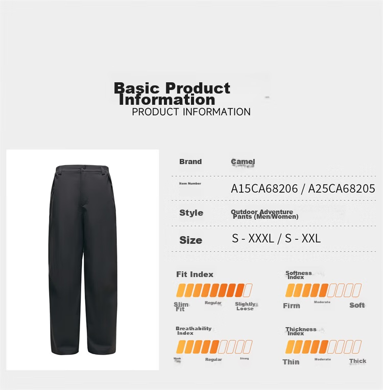 CAMEL Outdoor Softshell Pants for Men and Women, Autumn and Winter Windproof, Waterproof, Breathable, Durable, Tear-Resistant Hiking and Mountaineering Trousers 10