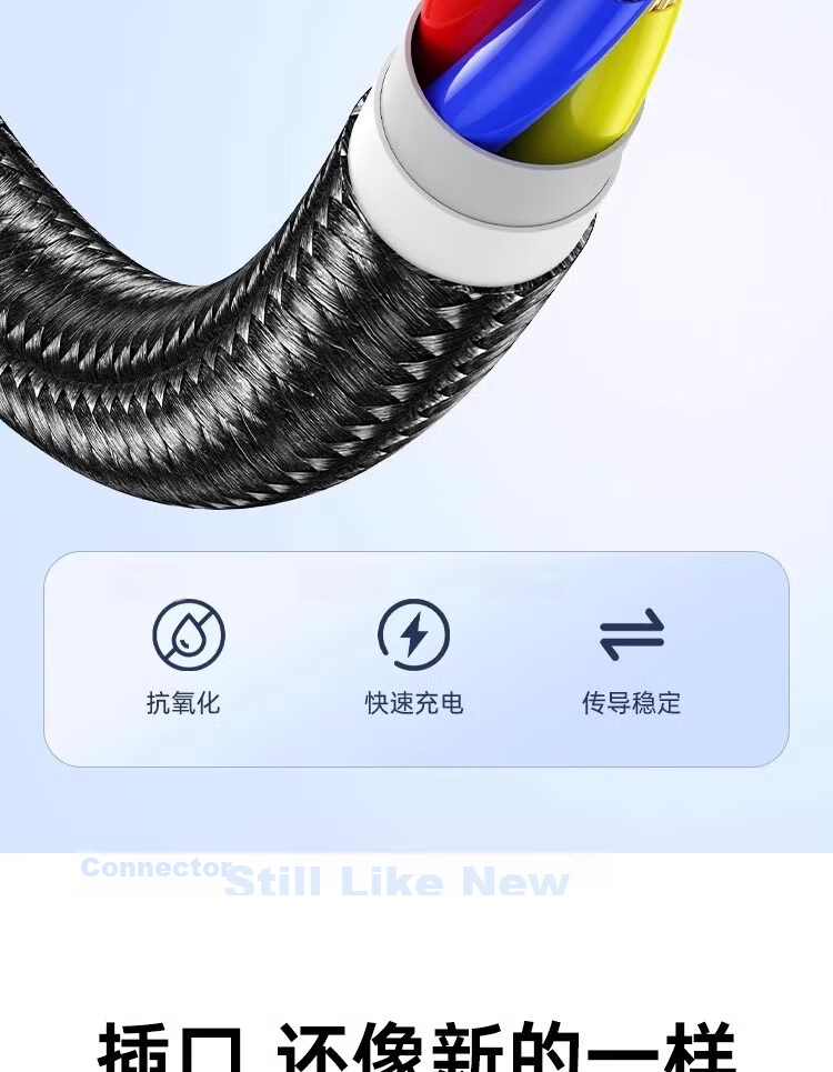 3-in-1 Data Cable 6A Fast Charging 100W Multi-Charger Cable Compatible with iPhone Apple Type-C Huawei Xiaomi Car Charger 1m 8