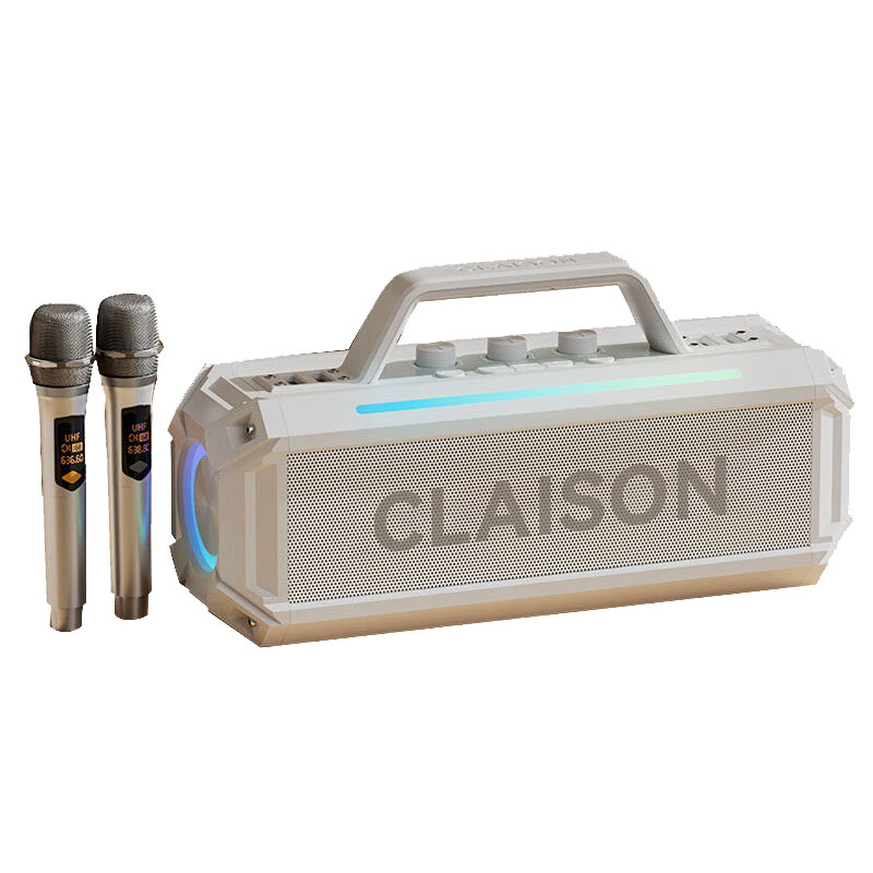 CLAISON T91 Bluetooth Speaker Sound System "Berlin Sound" Home KTV Set Karaoke Microphone Speaker All-in-One Square Dance Outdoor High Power Portable Subwoofer White