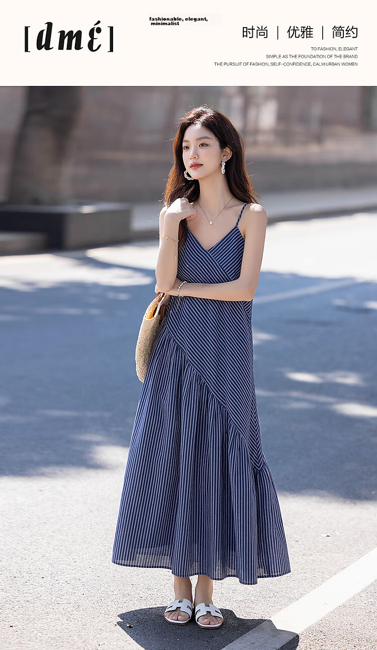 Demana [with Soft Cloud Cotton] Summer Multi-layer Spliced Sleeveless Strap Irregular A-line Women's Dress 1