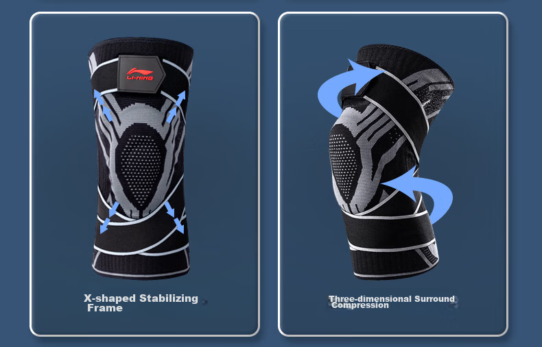 Li-Ning Knee Pads for Sports Running, Two-Pack, Meniscus Protection, Patellar Strap, Basketball Football Badminton Hiking Knee Support, Black, Size L 4