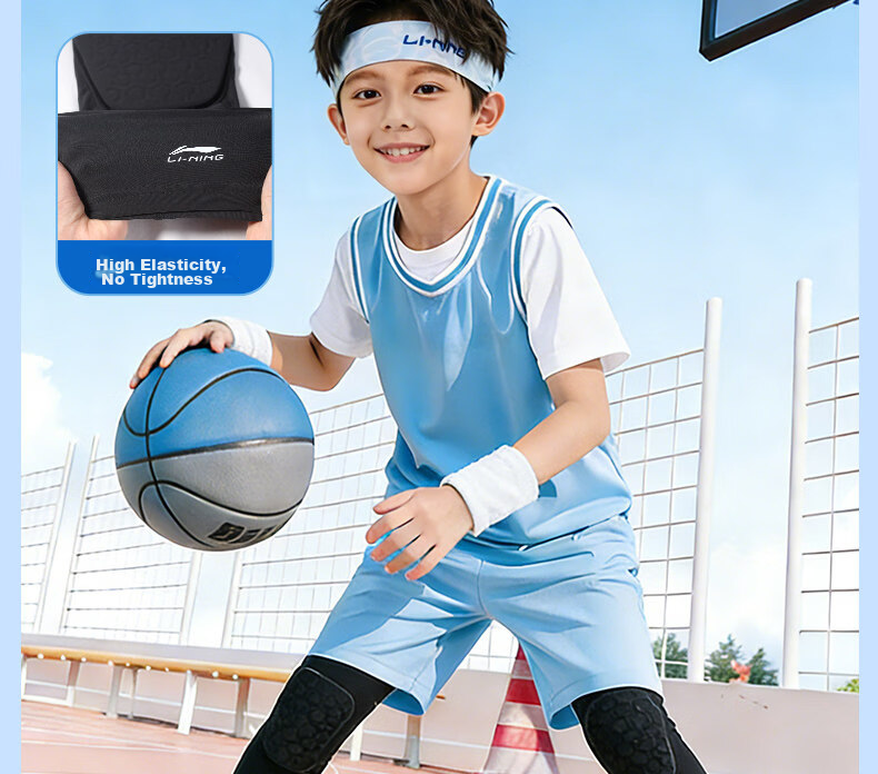 LI-NING Kids Sports Knee Pads Professional Protective Basketball Honeycomb Impact Resistant Knee Guards Patella Running Anti-Fall Leg Protection 10