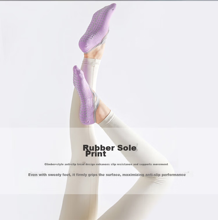 Duweike Yoga Socks Pilates Women's Spring Summer No-Show Anti-Slip Professional Sports Fitness Floor Socks Milk White + Gray 2 Pairs Set 8