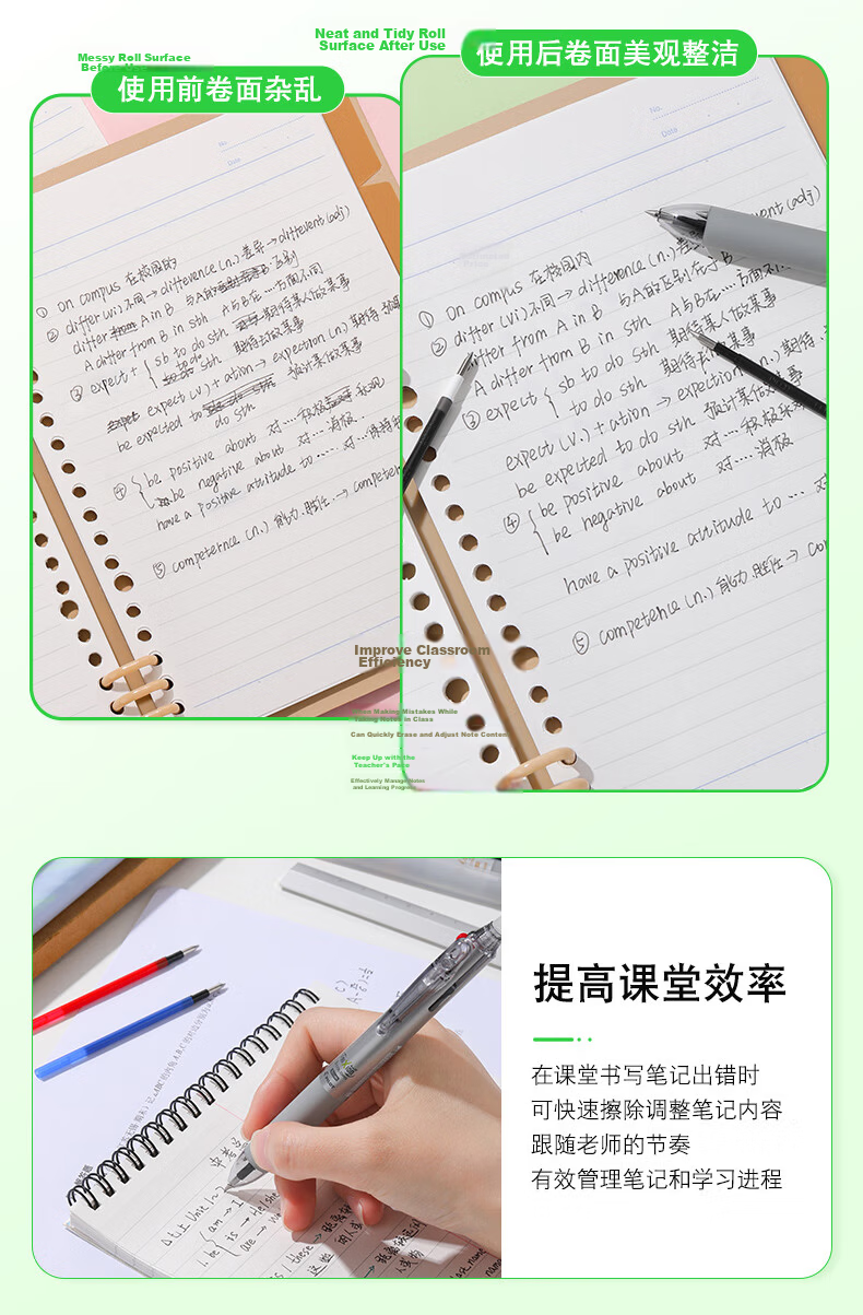 PILOT Erasable Multifunctional Pen Refill Bullet Tip Erasable Pen Signature Pen Ink Pen Refill Student Stationery Office Supplies LFBTRF30UF3C 0.38mm 3-Color Set 5
