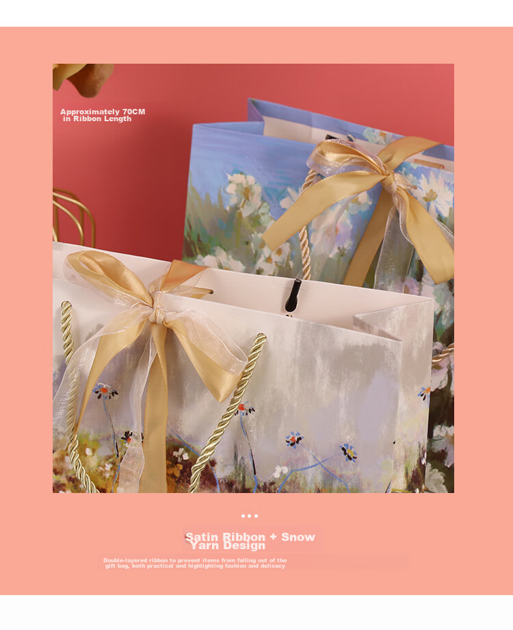 TaTanice Gift Bags, Set of 4, Handbags for Holidays And Birthdays, Confession Gift Bags, Birthday Oil Painting Style Gift Bags 7