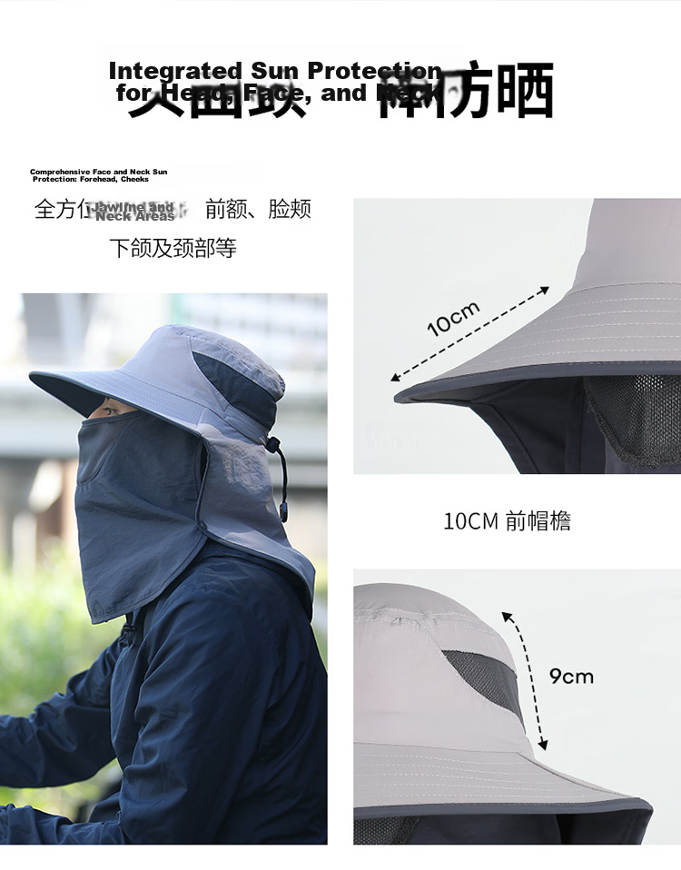 SupFire Outdoor Sunshade Hat Summer Sun Protection Hat with Detachable Face Mask for Men and Women Cycling Fishing 08 7