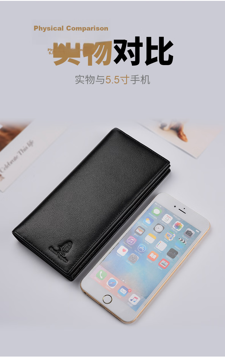 Hush Puppies Men's Genuine Leather Casual Long Wallet Multi-Card Holder Birthday Gift Practical Wallet for Boyfriend 2
