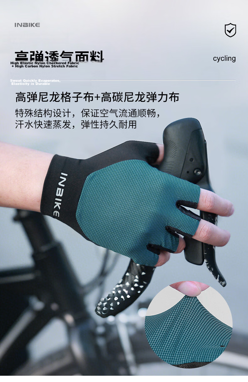INBIKE Cycling Gloves Half Finger Unisex Spring Summer Mountain Road Bike Shock Absorption Breathable Gear Black White M 6